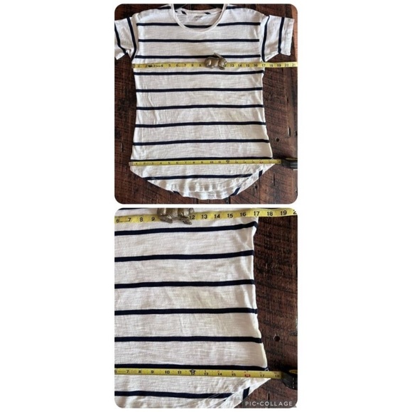 Madewell Navy Blue & White Whisper Cotton Crewneck Tee in Creston Stripe Size XS - Picture 5 of 7